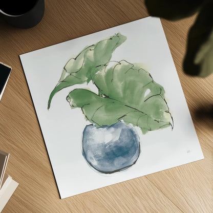 Plant Big Leaf III Dark Green by Chris Paschke. Shown as a detailed flat fine art print, highlighting archival giclee quality. Available as an archival giclee rolled canvas, fine art paper, or poster print. SKU 56348a.