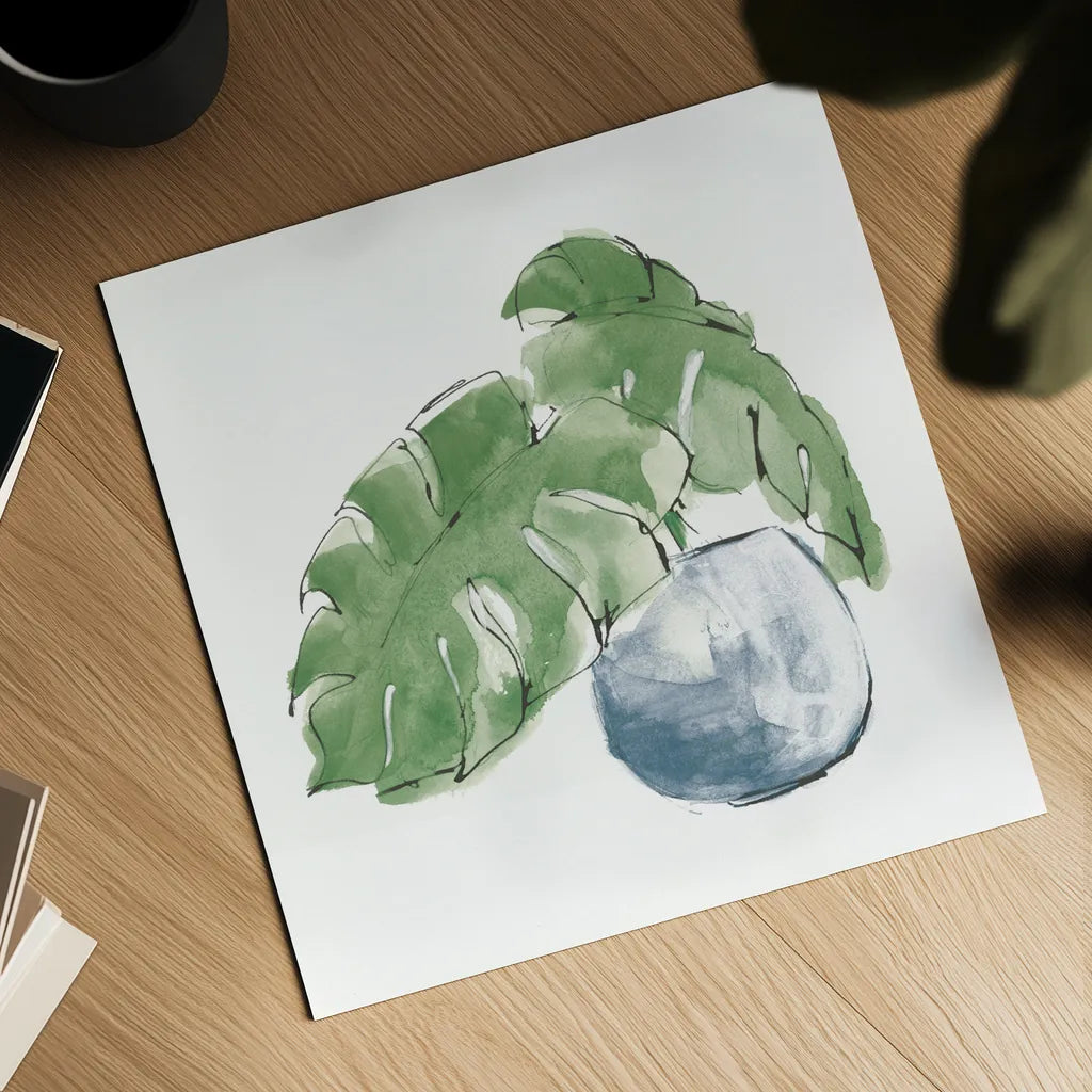 Plant Big Leaf IV Dark Green by Chris Paschke. Shown as a detailed flat fine art print, highlighting archival giclee quality. Available as an archival giclee rolled canvas, fine art paper, or poster print. SKU 56349a.