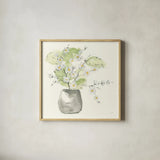 Plant Blossom I by Chris Paschke. Shown in a natural wood glass frame for a timeless modern aesthetic. Available as an archival giclee rolled canvas, fine art paper, or poster print. SKU 55021a.