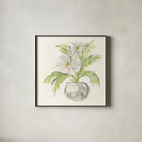Plant Daisy II by Chris Paschke. Shown in a sleek black glass frame for a contemporary gallery look. Available as an archival giclee rolled canvas, fine art paper, or poster print. SKU 55018a.