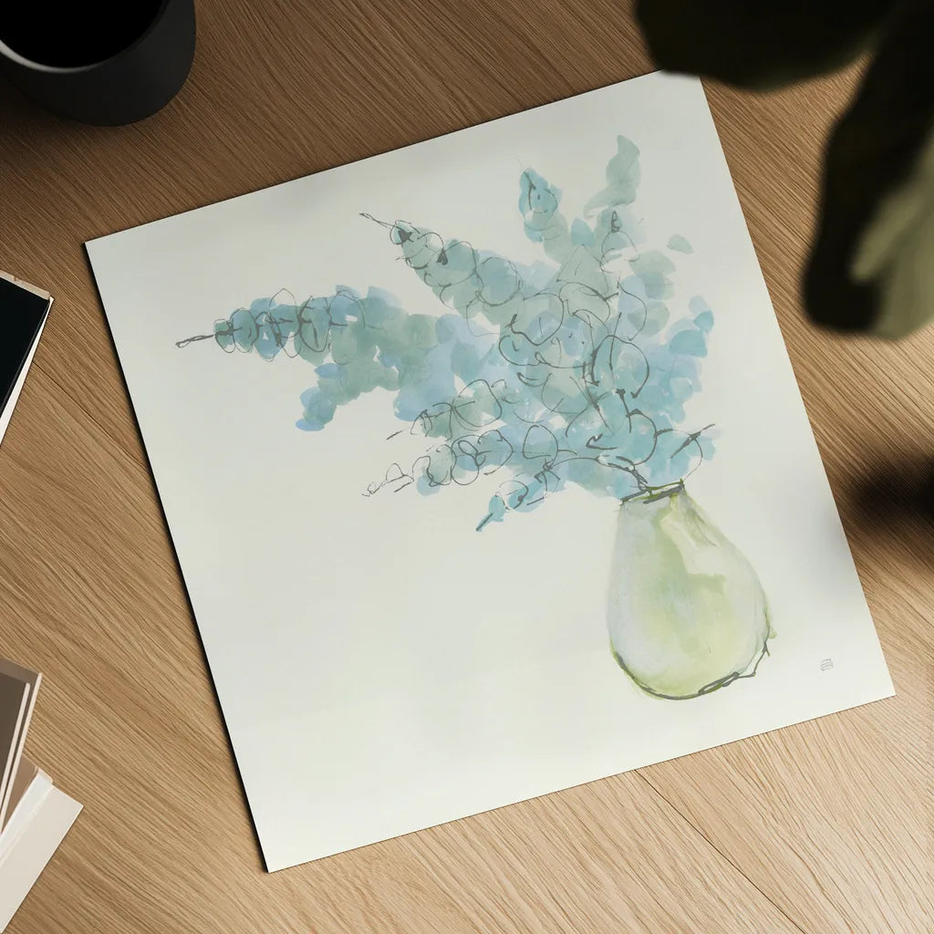 Plant Eucalyptus I by Chris Paschke. Shown as a detailed flat fine art print, highlighting archival giclee quality. Available as an archival giclee rolled canvas, fine art paper, or poster print. SKU 55033a.