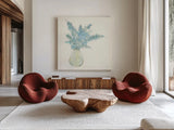 Plant Eucalyptus II by Chris Paschke. Shown as extra-large giant wall art in a modern living room. Available as an archival giclee rolled canvas, fine art paper, or poster print. SKU 55034a.