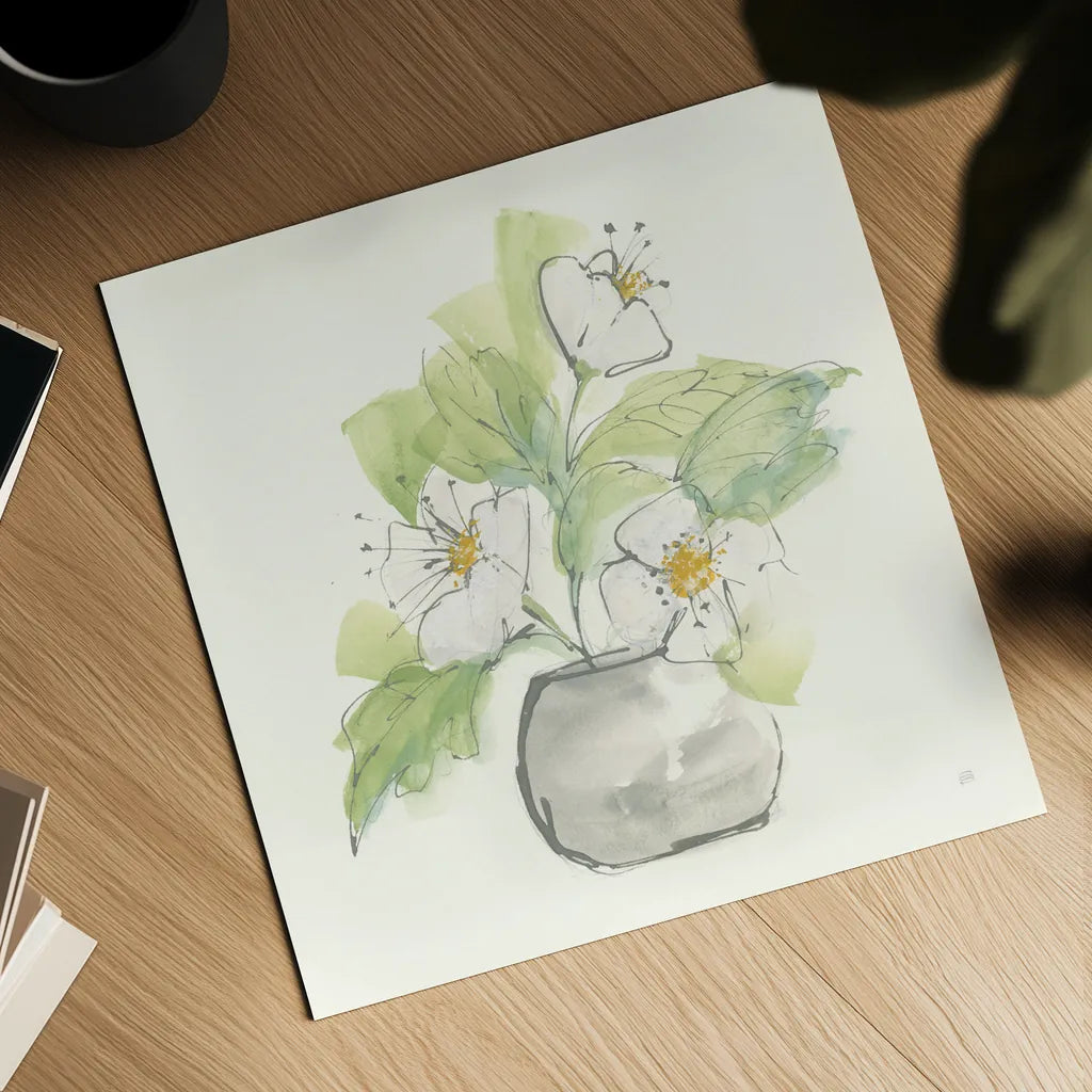 Plant Poppy I by Chris Paschke. Shown as a detailed flat fine art print, highlighting archival giclee quality. Available as an archival giclee rolled canvas, fine art paper, or poster print. SKU 55046a.