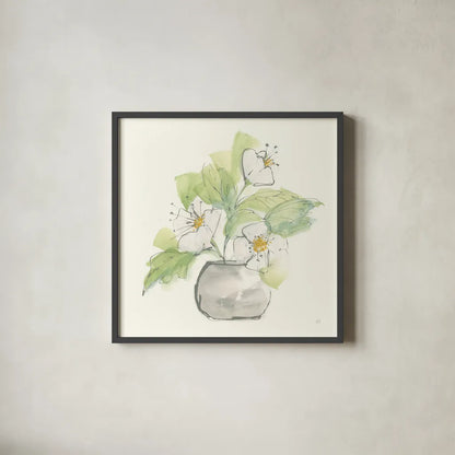 Plant Poppy I by Chris Paschke. Shown in a sleek black glass frame for a contemporary gallery look. Available as an archival giclee rolled canvas, fine art paper, or poster print. SKU 55046a.