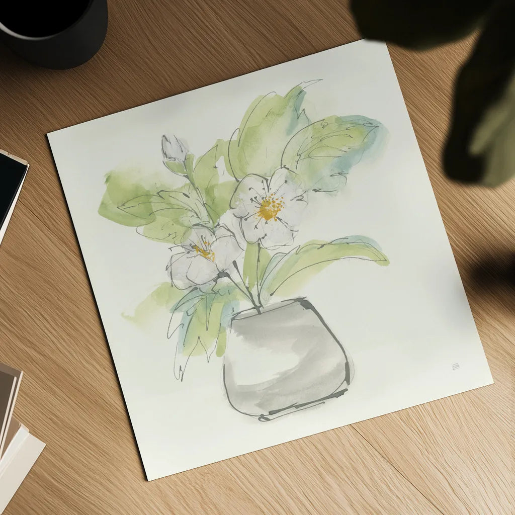 Plant Poppy II by Chris Paschke. Shown as a detailed flat fine art print, highlighting archival giclee quality. Available as an archival giclee rolled canvas, fine art paper, or poster print. SKU 55047a.