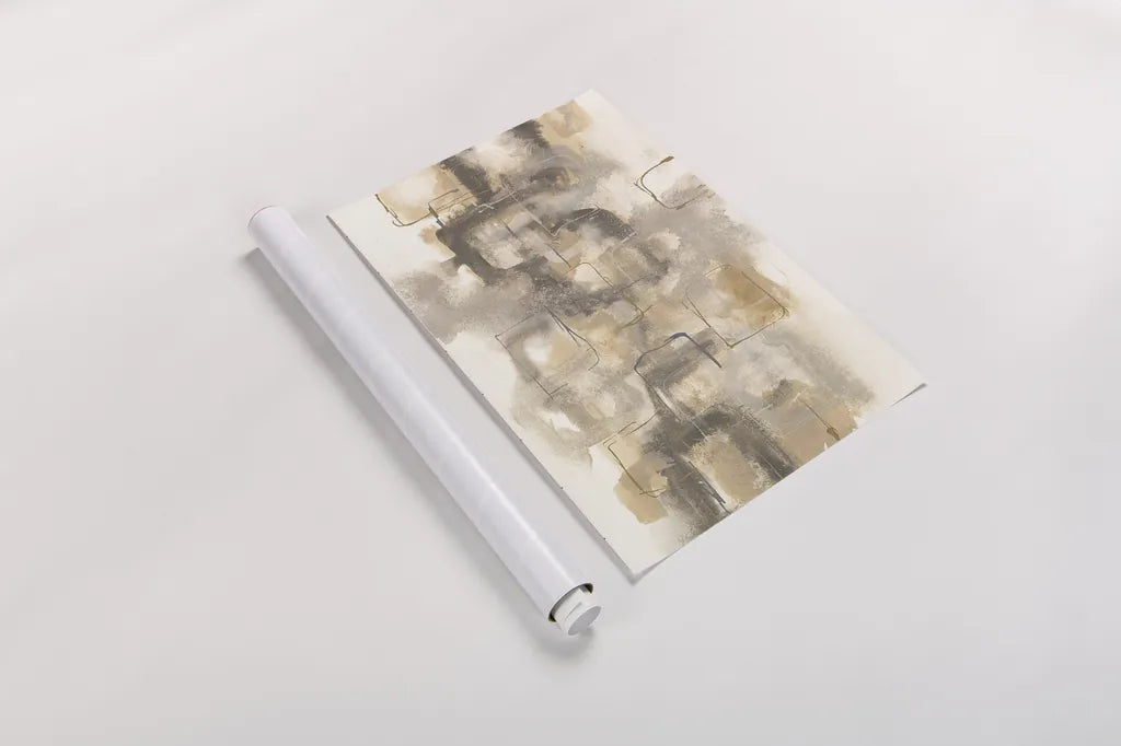 Platinum Neutrals I by Chris Paschke. shown as a rolled paper print. Available as archival giclee rolled canvas, fine art paper, or poster print. SKU 25648i.