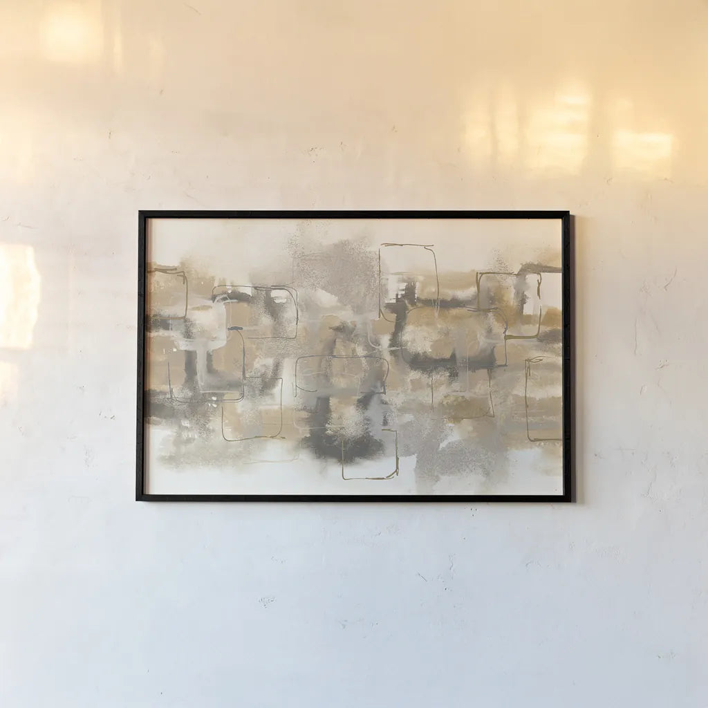 Platinum Neutrals II by Chris Paschke. shown as a paper print in a black flame. Available as a archival giclee rolled canvas, fine art paper, or poster print. SKU 25649i.