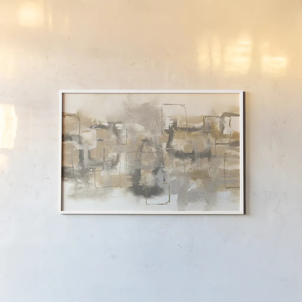 Platinum Neutrals II by Chris Paschke. shown as a paper print in a white frame. Available as a archival giclee rolled canvas, fine art paper, or poster print. SKU 25649i.