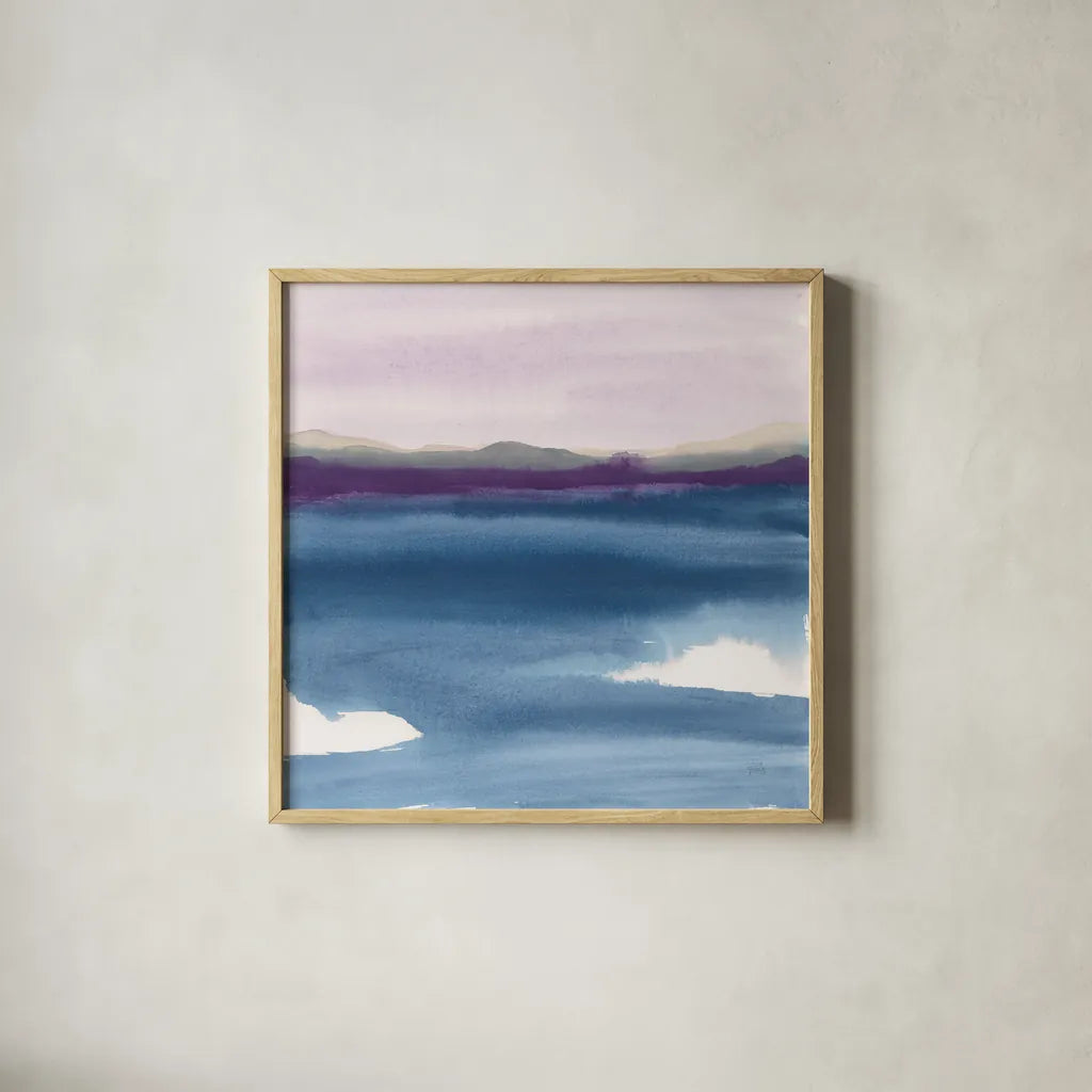 Plum Glow II by Chris Paschke. Shown in a natural wood glass frame for a timeless modern aesthetic. Available as an archival giclee rolled canvas, fine art paper, or poster print. SKU 24081a.