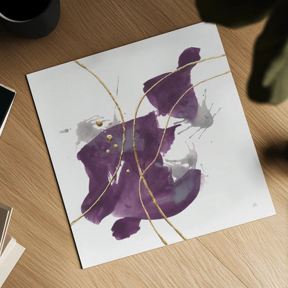 Plum and Gold I by Chris Paschke. Shown as a detailed flat fine art print, highlighting archival giclee quality. Available as an archival giclee rolled canvas, fine art paper, or poster print. SKU 91456a.