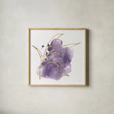 Plum and Gold III by Chris Paschke. Shown in a natural wood glass frame for a timeless modern aesthetic. Available as an archival giclee rolled canvas, fine art paper, or poster print. SKU 91458a.