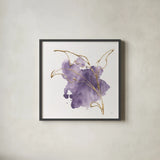 Plum and Gold IV by Chris Paschke. Shown in a sleek black glass frame for a contemporary gallery look. Available as an archival giclee rolled canvas, fine art paper, or poster print. SKU 91459a.