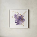 Plum and Gold IV by Chris Paschke. Shown in a crisp white glass frame for a clean and minimalist style. Available as an archival giclee rolled canvas, fine art paper, or poster print. SKU 91459a.