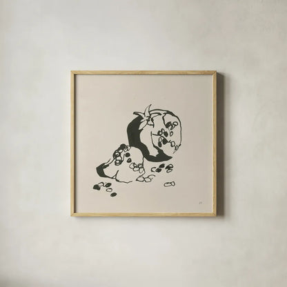 Pomegranate I Cream by Chris Paschke. Shown in a natural wood glass frame for a timeless modern aesthetic. Available as an archival giclee rolled canvas, fine art paper, or poster print. SKU 84271a.