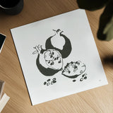 Pomegranate II BW by Chris Paschke. Shown as a detailed flat fine art print, highlighting archival giclee quality. Available as an archival giclee rolled canvas, fine art paper, or poster print. SKU 64224a.