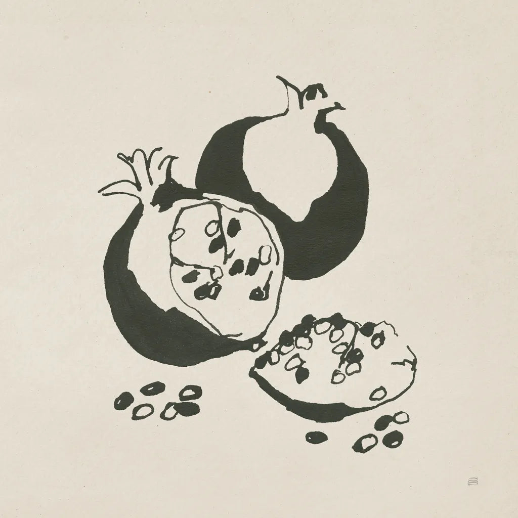 Pomegranate II Cream by Chris Paschke. SKU 84272a. Archival Giclee Fine art print for wall decor.