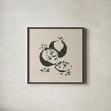 Pomegranate II Cream by Chris Paschke. Shown in a sleek black glass frame for a contemporary gallery look. Available as an archival giclee rolled canvas, fine art paper, or poster print. SKU 84272a.