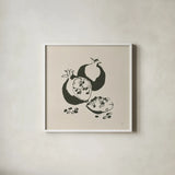 Pomegranate II Cream by Chris Paschke. Shown in a crisp white glass frame for a clean and minimalist style. Available as an archival giclee rolled canvas, fine art paper, or poster print. SKU 84272a.