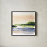 Pond View II by Chris Paschke. Shown in a sleek black glass frame for a contemporary gallery look. Available as an archival giclee rolled canvas, fine art paper, or poster print. SKU 94402a.