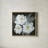 Poppies I by Chris Paschke. Shown in a natural wood glass frame for a timeless modern aesthetic. Available as an archival giclee rolled canvas, fine art paper, or poster print. SKU 80763a.
