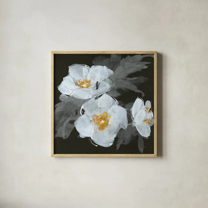 Poppies II by Chris Paschke. Shown in a natural wood glass frame for a timeless modern aesthetic. Available as an archival giclee rolled canvas, fine art paper, or poster print. SKU 80764a.