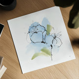 Poppy Blue I by Chris Paschke. Shown as a detailed flat fine art print, highlighting archival giclee quality. Available as an archival giclee rolled canvas, fine art paper, or poster print. SKU 88100a.