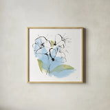 Poppy Blue II by Chris Paschke. Shown in a natural wood glass frame for a timeless modern aesthetic. Available as an archival giclee rolled canvas, fine art paper, or poster print. SKU 88101a.