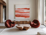 Poppy Field I by Chris Paschke. Shown as extra-large giant wall art in a modern living room. Available as an archival giclee rolled canvas, fine art paper, or poster print. SKU 81051a.