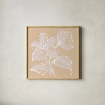 Poppy I by Chris Paschke. Shown in a natural wood glass frame for a timeless modern aesthetic. Available as an archival giclee rolled canvas, fine art paper, or poster print. SKU 66778a.