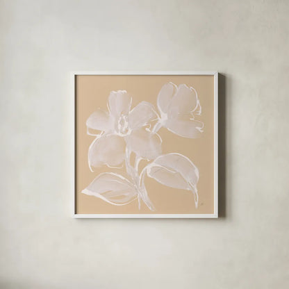 Poppy I by Chris Paschke. Shown in a crisp white glass frame for a clean and minimalist style. Available as an archival giclee rolled canvas, fine art paper, or poster print. SKU 66778a.