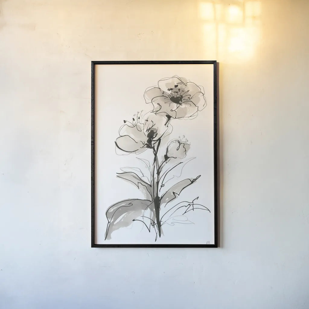 Poppy I by Chris Paschke. shown as a paper print in a black flame. Available as a archival giclee rolled canvas, fine art paper, or poster print. SKU 74368h.