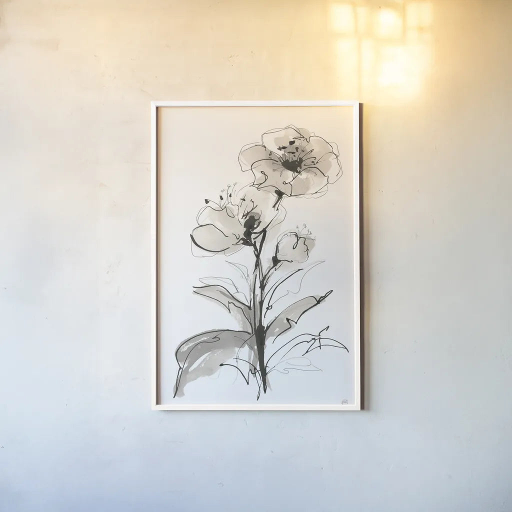 Poppy I by Chris Paschke. shown as a paper print in a white frame. Available as a archival giclee rolled canvas, fine art paper, or poster print. SKU 74368h.