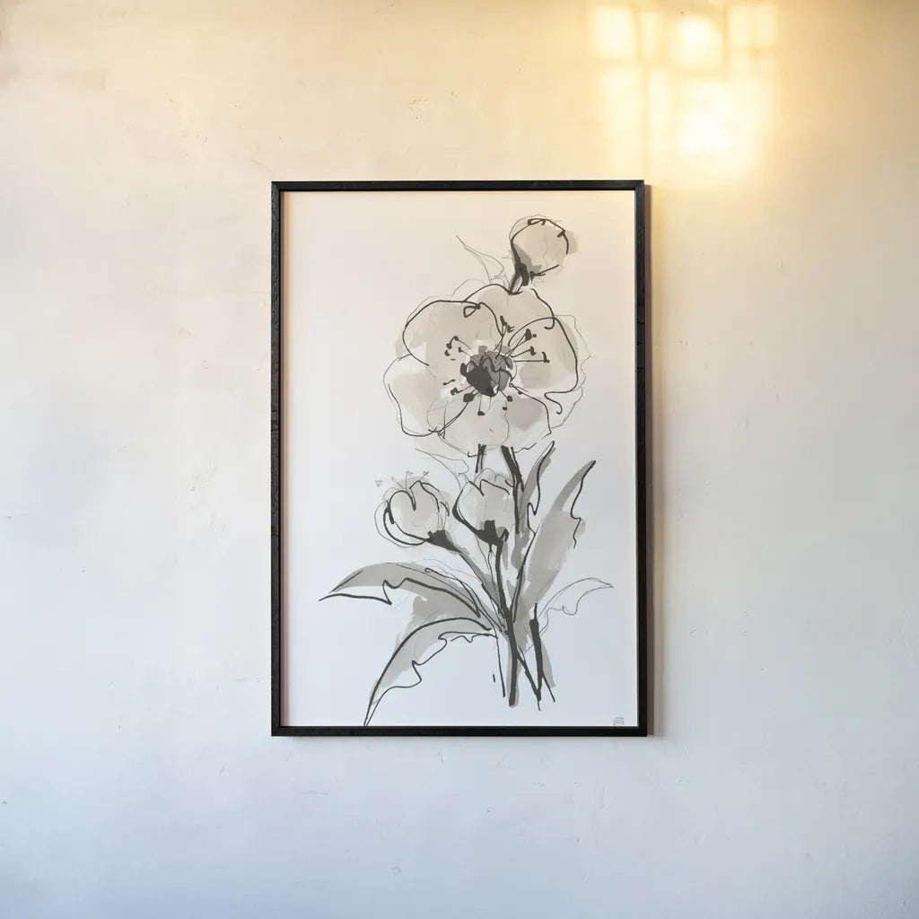 Poppy II by Chris Paschke. shown as a paper print in a black flame. Available as a archival giclee rolled canvas, fine art paper, or poster print. SKU 74369h.