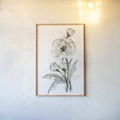 Poppy II by Chris Paschke. shown as a paper print in a natural frame. Available as a archival giclee rolled canvas, fine art paper, or poster print. SKU 74369h.