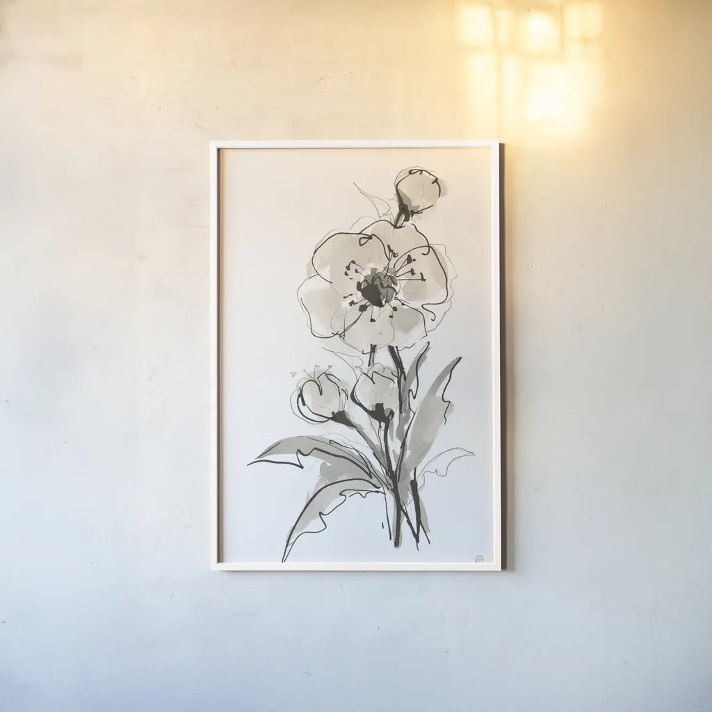 Poppy II by Chris Paschke. shown as a paper print in a white frame. Available as a archival giclee rolled canvas, fine art paper, or poster print. SKU 74369h.