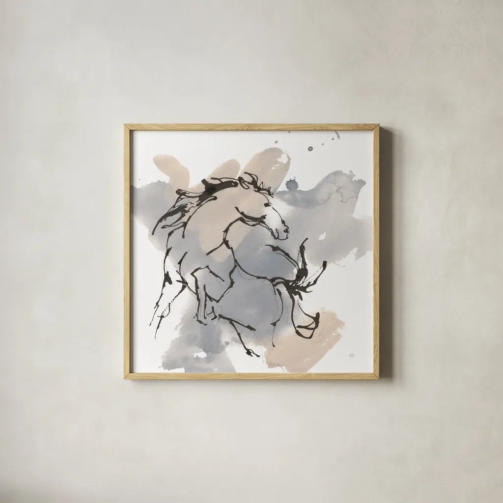 Power Horse I by Chris Paschke. Shown in a natural wood glass frame for a timeless modern aesthetic. Available as an archival giclee rolled canvas, fine art paper, or poster print. SKU 88090a.