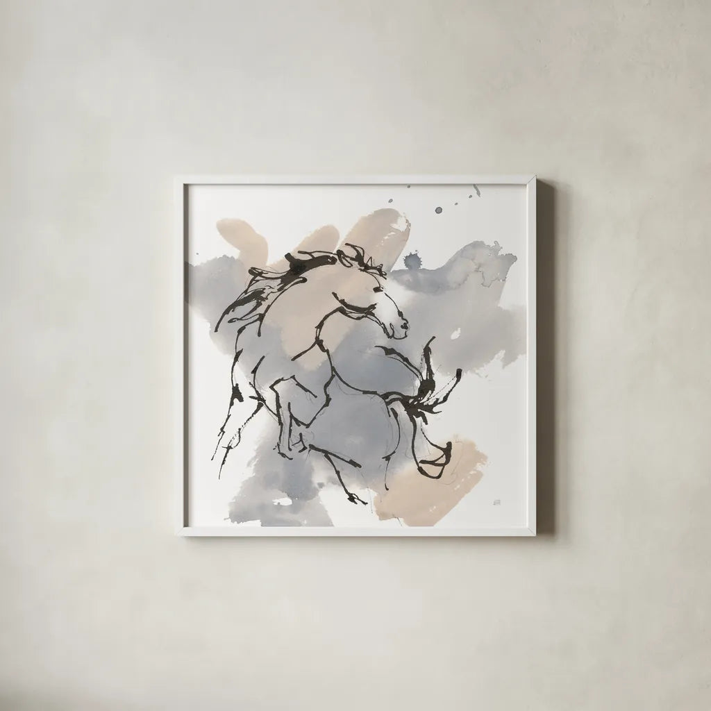 Power Horse I by Chris Paschke. Shown in a crisp white glass frame for a clean and minimalist style. Available as an archival giclee rolled canvas, fine art paper, or poster print. SKU 88090a.