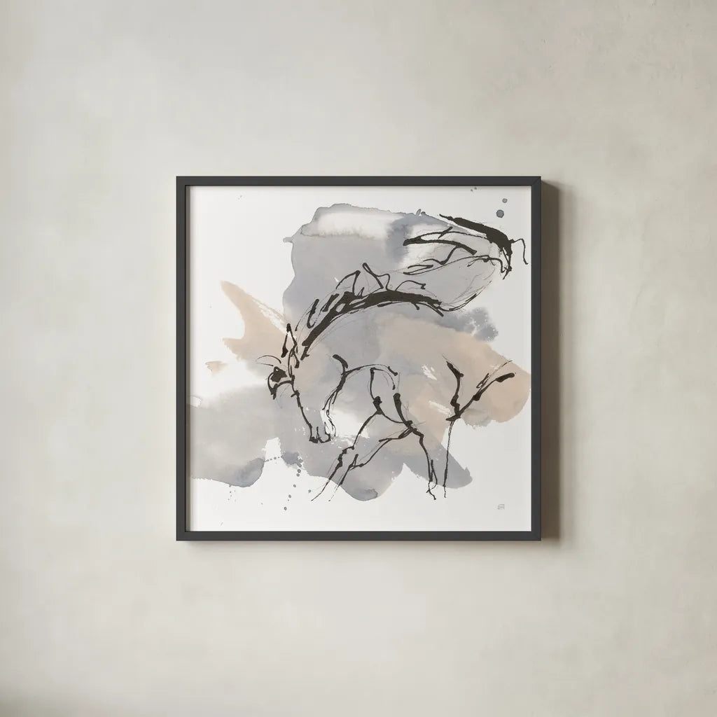 Power Horse II by Chris Paschke. Shown in a sleek black glass frame for a contemporary gallery look. Available as an archival giclee rolled canvas, fine art paper, or poster print. SKU 88091a.