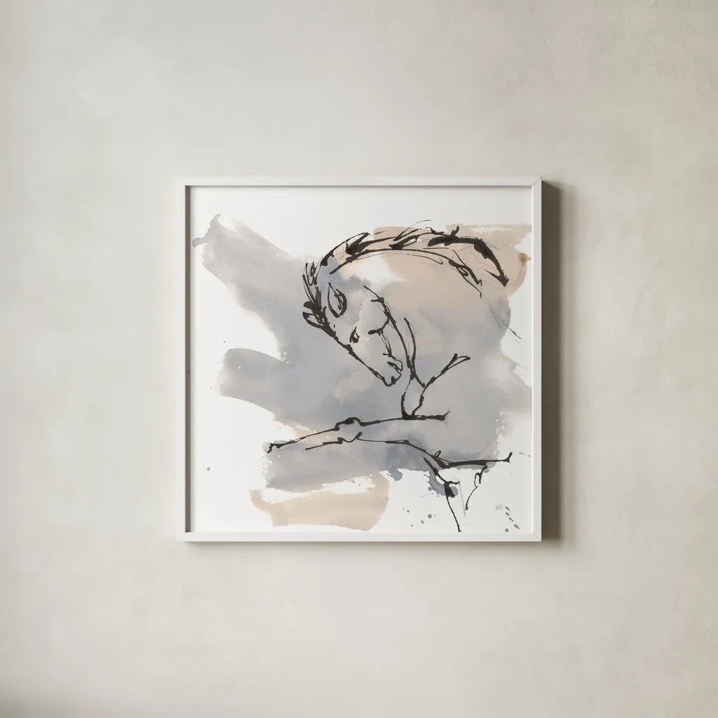 Power Horse IV by Chris Paschke. Shown in a crisp white glass frame for a clean and minimalist style. Available as an archival giclee rolled canvas, fine art paper, or poster print. SKU 88093a.