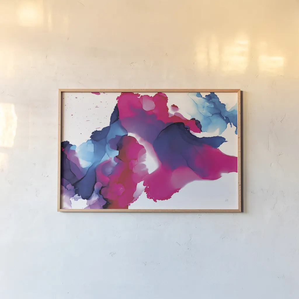 Puddles by Chris Paschke. shown as a paper print in a natural frame. Available as a archival giclee rolled canvas, fine art paper, or poster print. SKU 65433i.