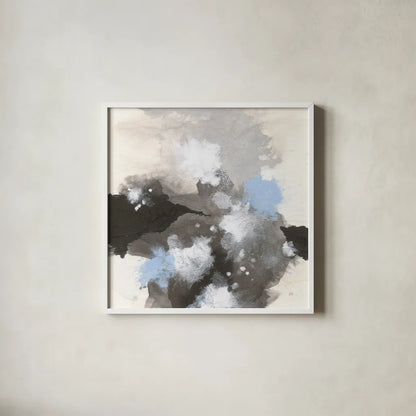 Puff of Blue I by Chris Paschke. Shown in a crisp white glass frame for a clean and minimalist style. Available as an archival giclee rolled canvas, fine art paper, or poster print. SKU 74346a.