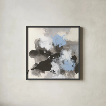 Puff of Blue II by Chris Paschke. Shown in a sleek black glass frame for a contemporary gallery look. Available as an archival giclee rolled canvas, fine art paper, or poster print. SKU 74347a.