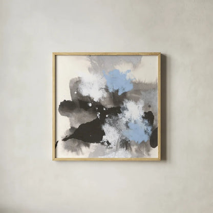 Puff of Blue II by Chris Paschke. Shown in a natural wood glass frame for a timeless modern aesthetic. Available as an archival giclee rolled canvas, fine art paper, or poster print. SKU 74347a.