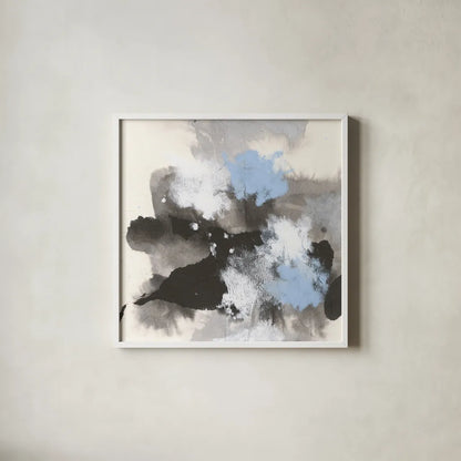 Puff of Blue II by Chris Paschke. Shown in a crisp white glass frame for a clean and minimalist style. Available as an archival giclee rolled canvas, fine art paper, or poster print. SKU 74347a.