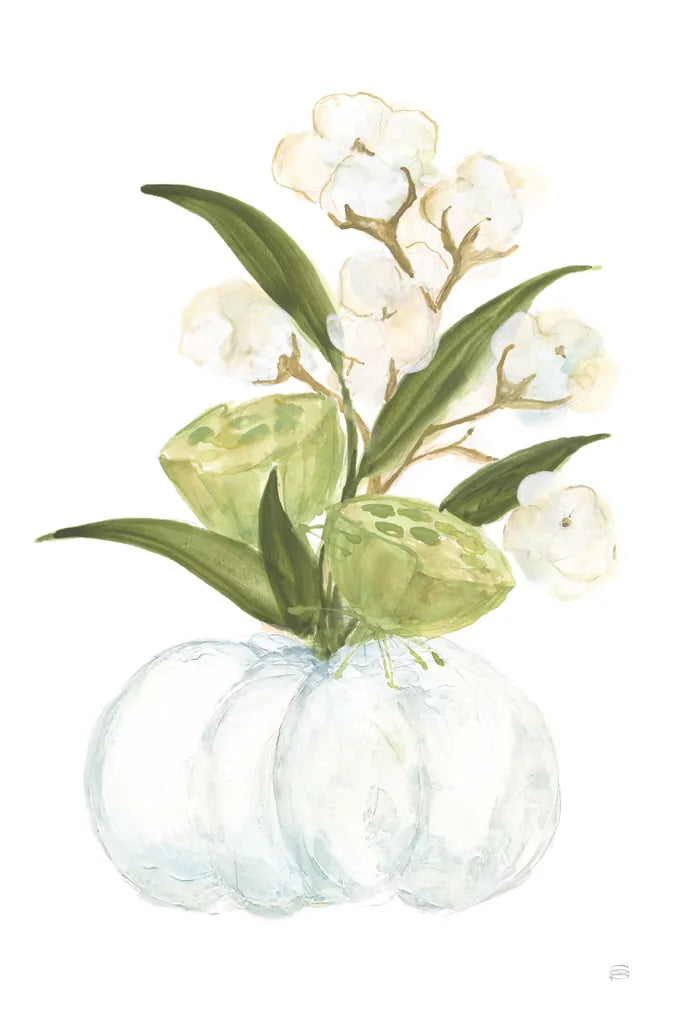 Pumpkin Cotton Bouquet by Chris Paschke. SKU 81872h. Archival Giclee Fine art print for wall decor.