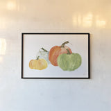 Pumpkin Menagerie I by Chris Paschke. shown as a paper print in a black flame. Available as a archival giclee rolled canvas, fine art paper, or poster print. SKU 81880i.