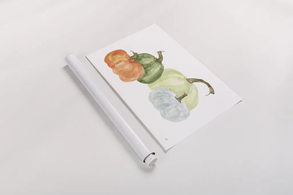 Pumpkin Menagerie II by Chris Paschke. shown as a rolled paper print. Available as archival giclee rolled canvas, fine art paper, or poster print. SKU 81881i.