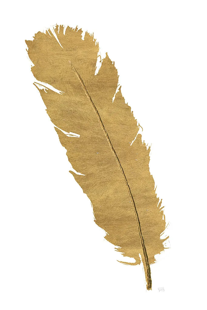 Pure Gold Feather V by Chris Paschke. SKU 28003h. Archival Giclee Fine art print for wall decor.