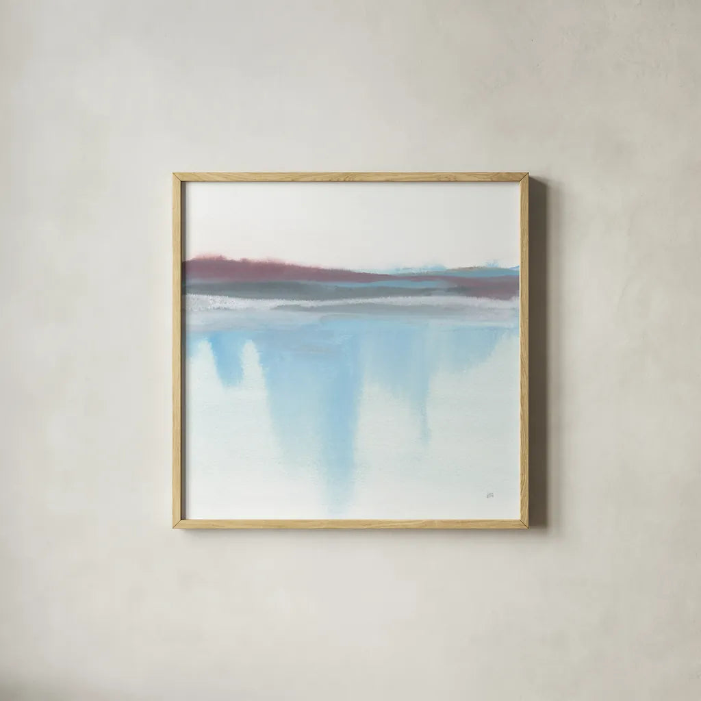 Purist Cassis I by Chris Paschke. Shown in a natural wood glass frame for a timeless modern aesthetic. Available as an archival giclee rolled canvas, fine art paper, or poster print. SKU 68167a.