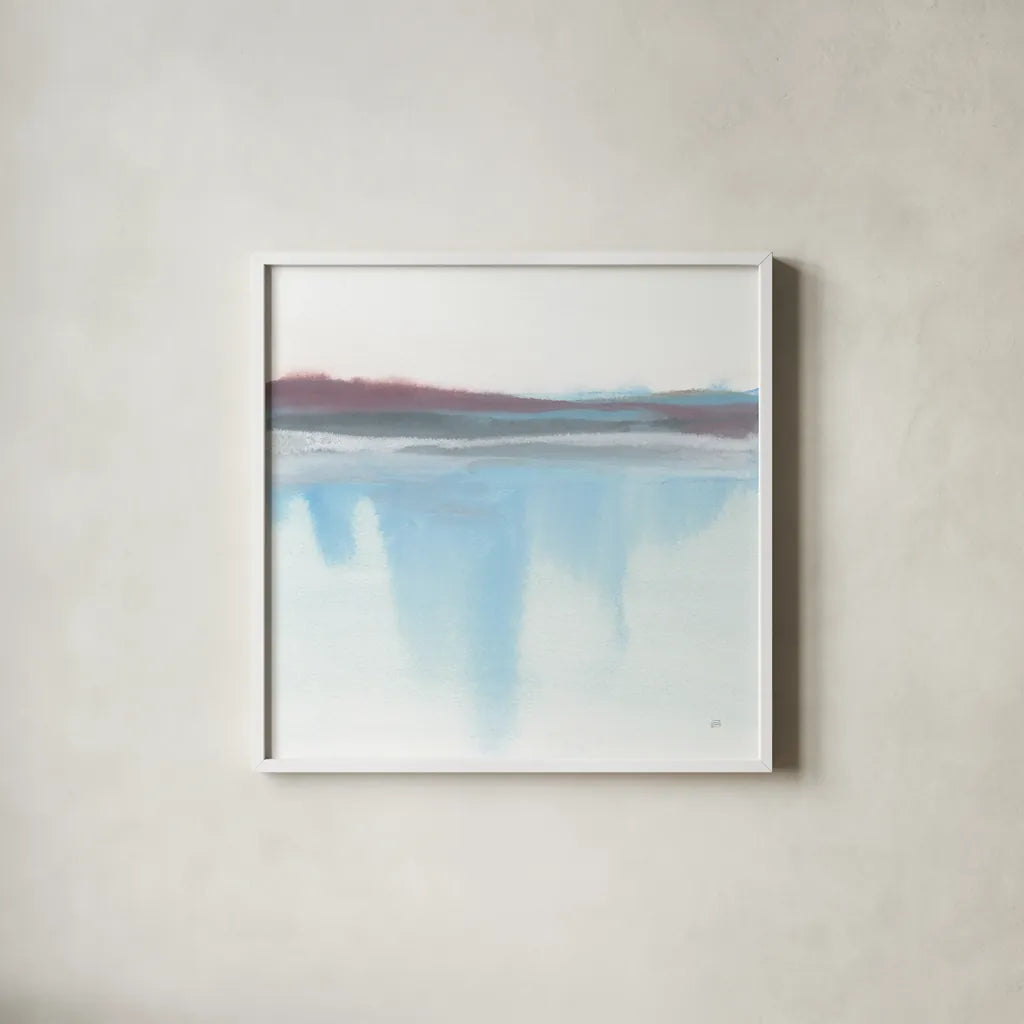 Purist Cassis I by Chris Paschke. Shown in a crisp white glass frame for a clean and minimalist style. Available as an archival giclee rolled canvas, fine art paper, or poster print. SKU 68167a.